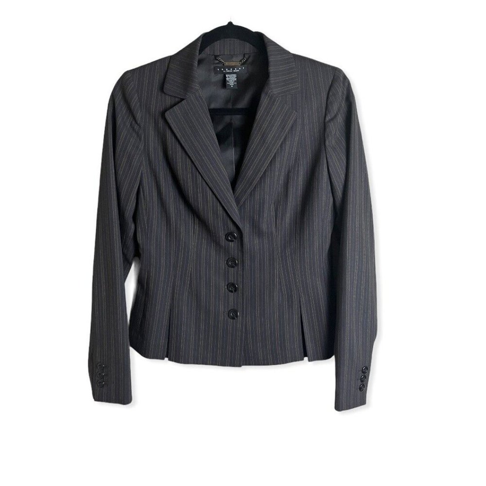 Laundry By Shelli Segal Womens Suit Jacket Blazer SZ 4 Brown Striped